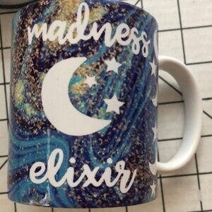 Handmade celestial, moon and star, zodiac themed coffee mug